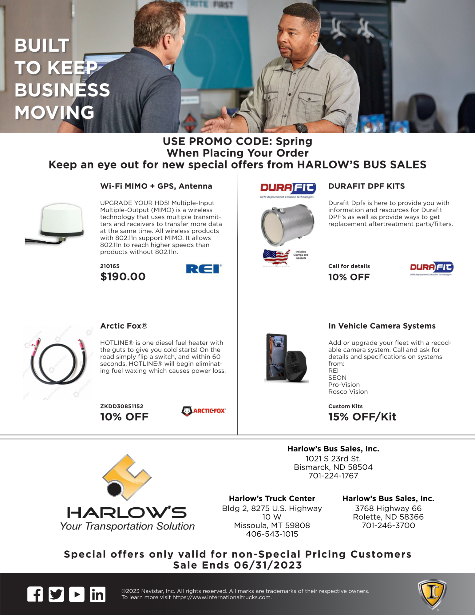 Partsspecialsflyers Harlow's Bus and Truck Sales Bismarck North Dakota